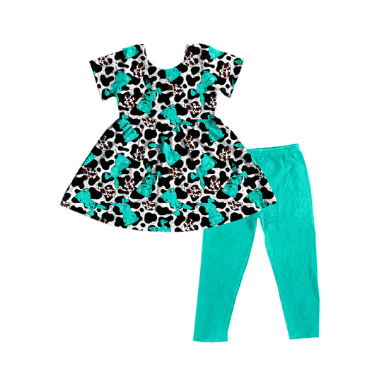 Easter bunny black cowhide baby girls outfit preorder