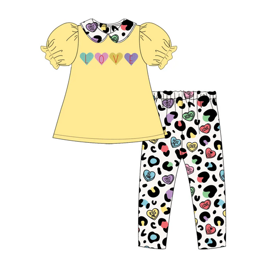 Baby girls love top cheetah leggings outfit preorder