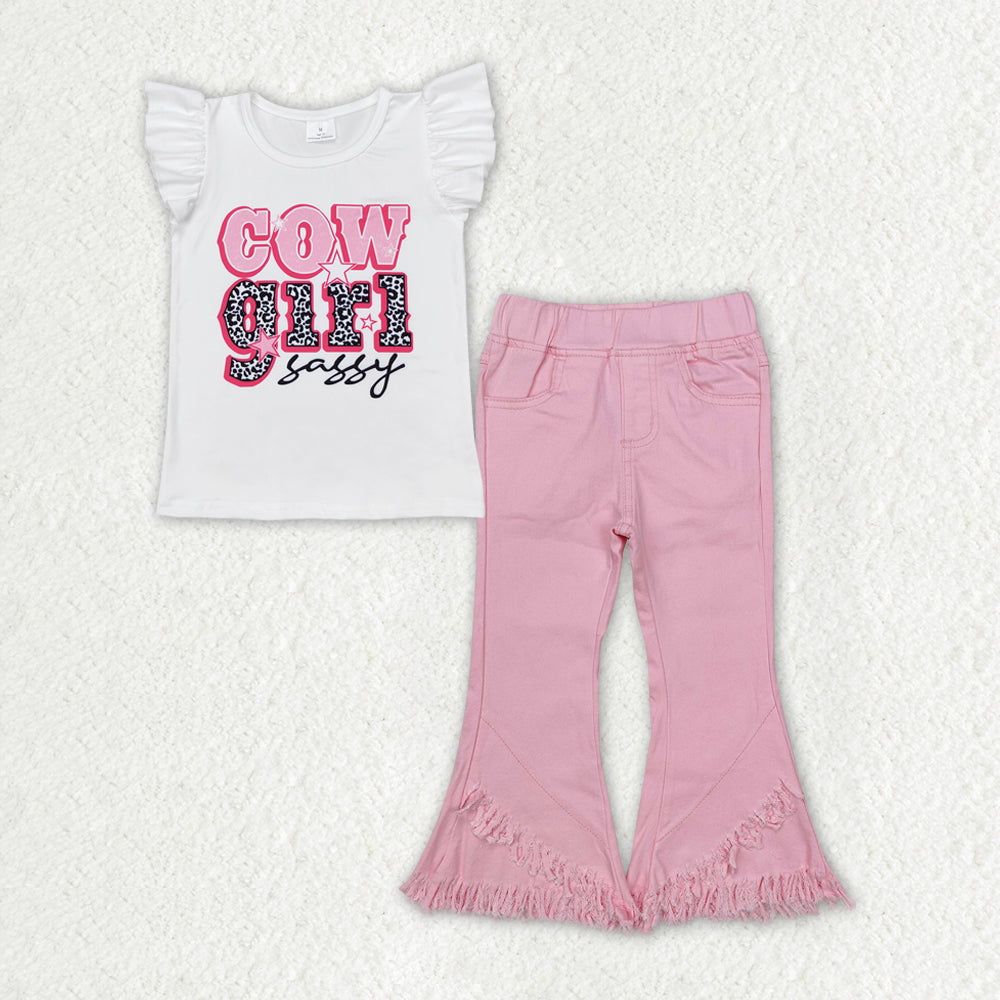 Cowgirl top pink denim pants outfit baby clothes