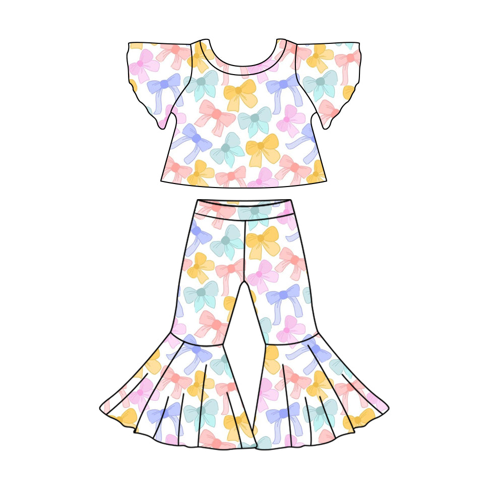 Toddle baby girls colorful bow clothes set preorder