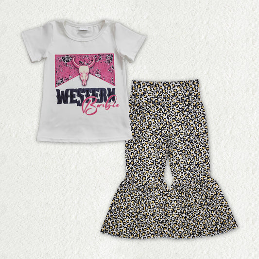 Western cow top cheetah pants girls clothes