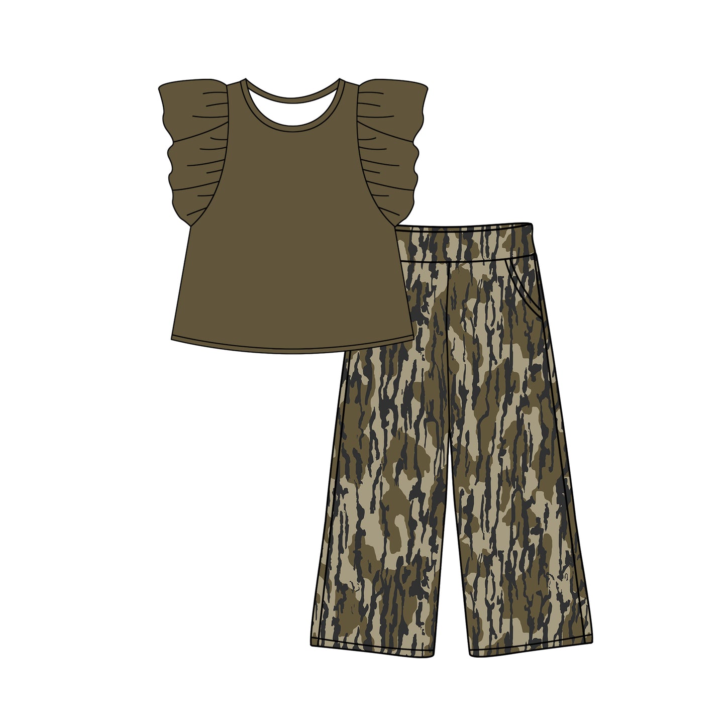 Girls camo top matching pants girls clothing set preorder