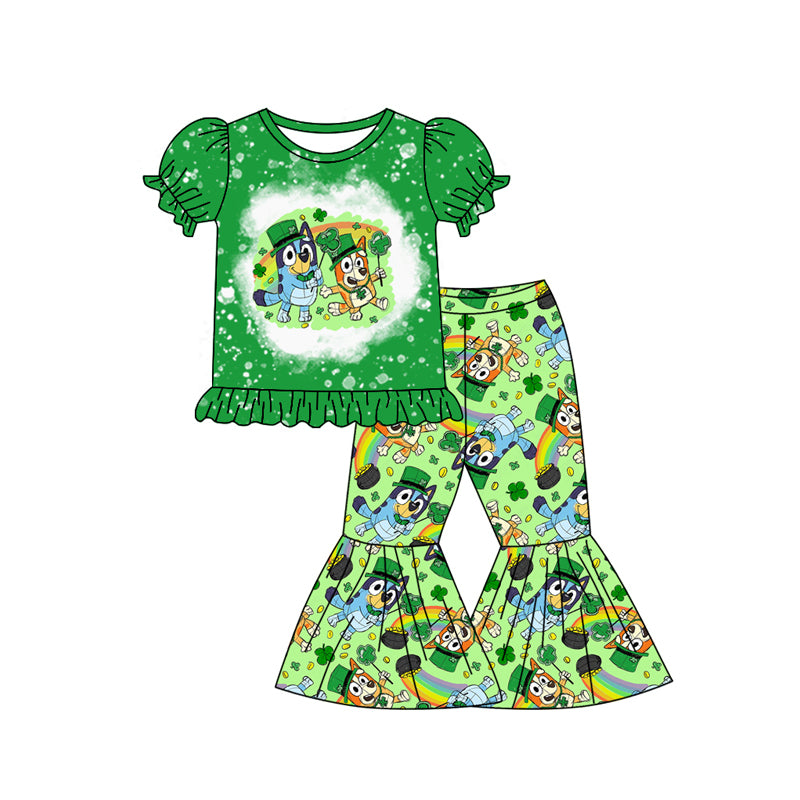 Baby girl Saint Patrick's Day blue cartoon dog clothes preorder