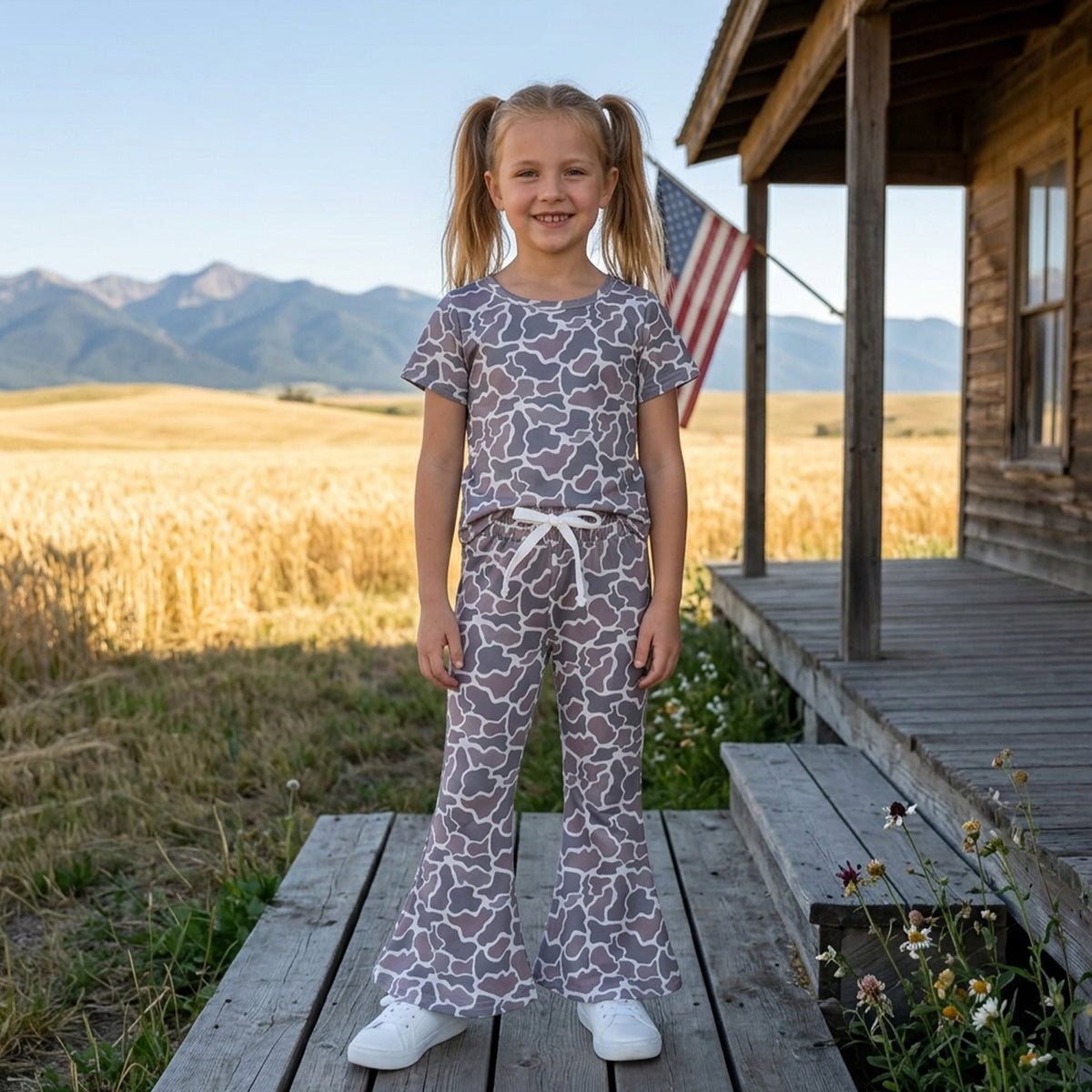 Baby girls  grey camouflage matching clothes