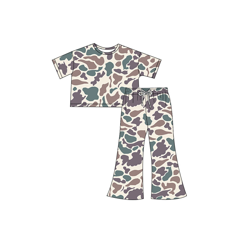 Baby girls  grey blue camo matching clothes preorder