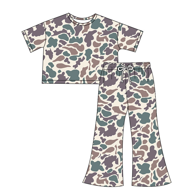 Adult Women grey blue camo short sleeve outfit preorder