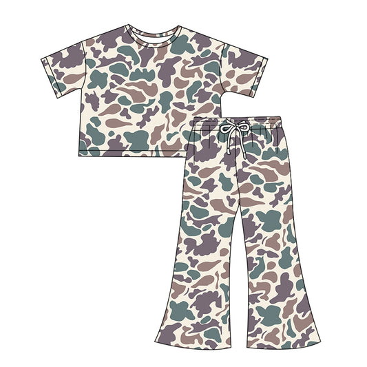 Adult Women grey blue camo short sleeve outfit preorder