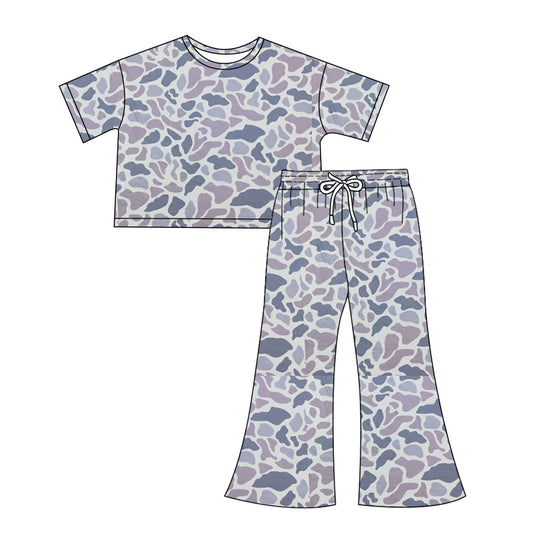 Adult Women  grey camo short sleeve outfit preorder