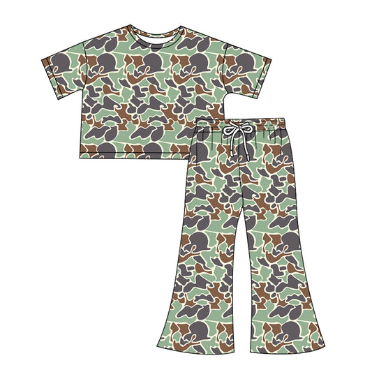 Adult Women green camo short sleeve outfit preorder