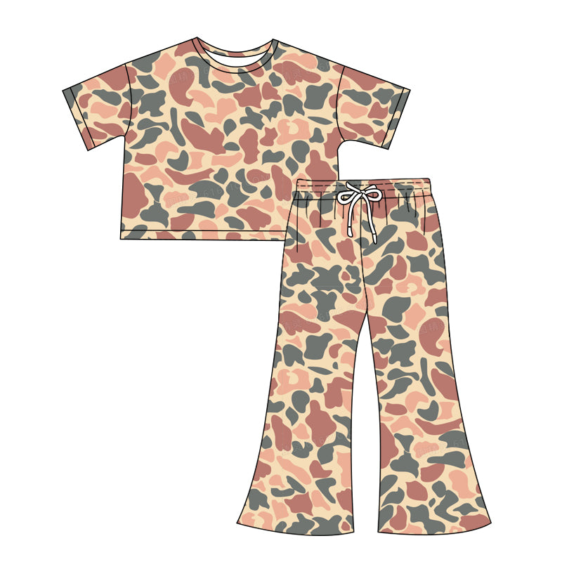 Adult Women pink blue camo short sleeve outfit preorder