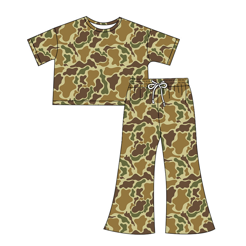 Adult Women yellow brown camo short sleeve outfit preorder