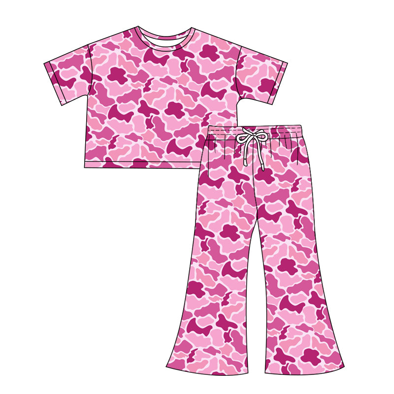 Adult Women pink camo short sleeve outfit preorder