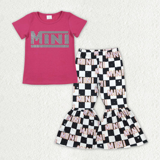 baby girl short sleeve mini top black checkered pants summer outfit