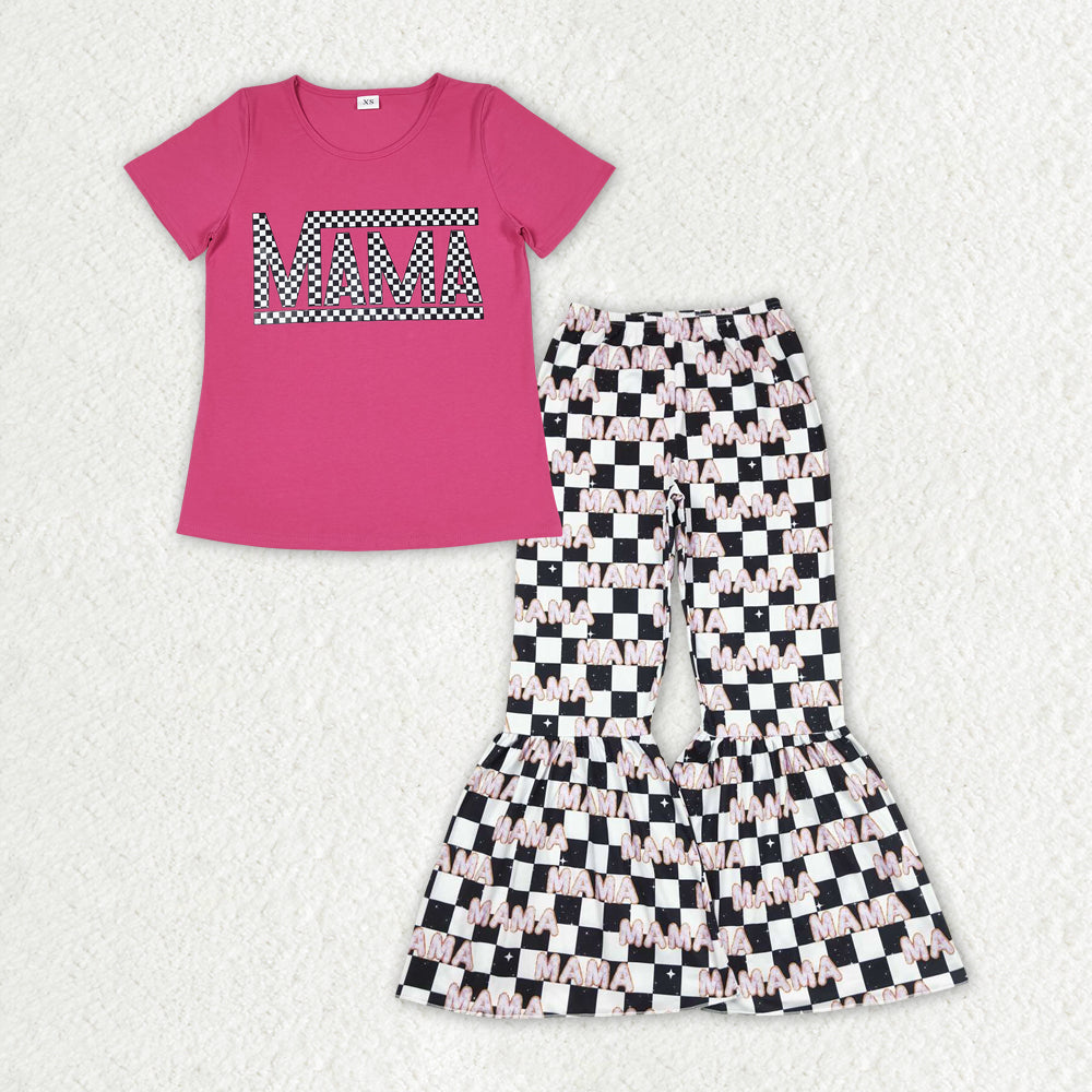 Adult women Mamas top checkered pants outfit