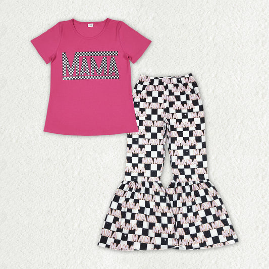 Adult women Mamas top checkered pants outfit