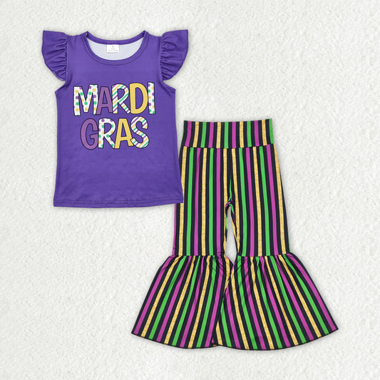 baby girl Mardi Gras top matching pants outfit