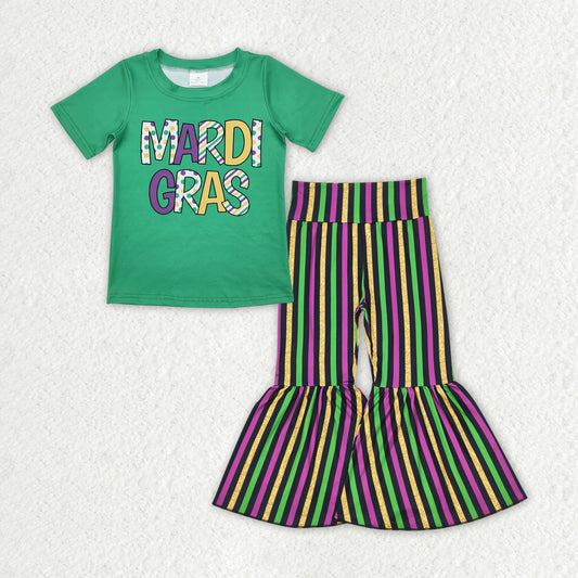 baby girl Mardi Gras top matching pants outfit