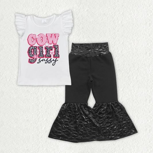 Cowgirls shirt black bell bottoms summerclothes set