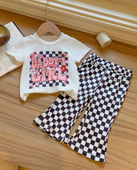 Daddys girl shirt black checkered  pants summer clothes preorder