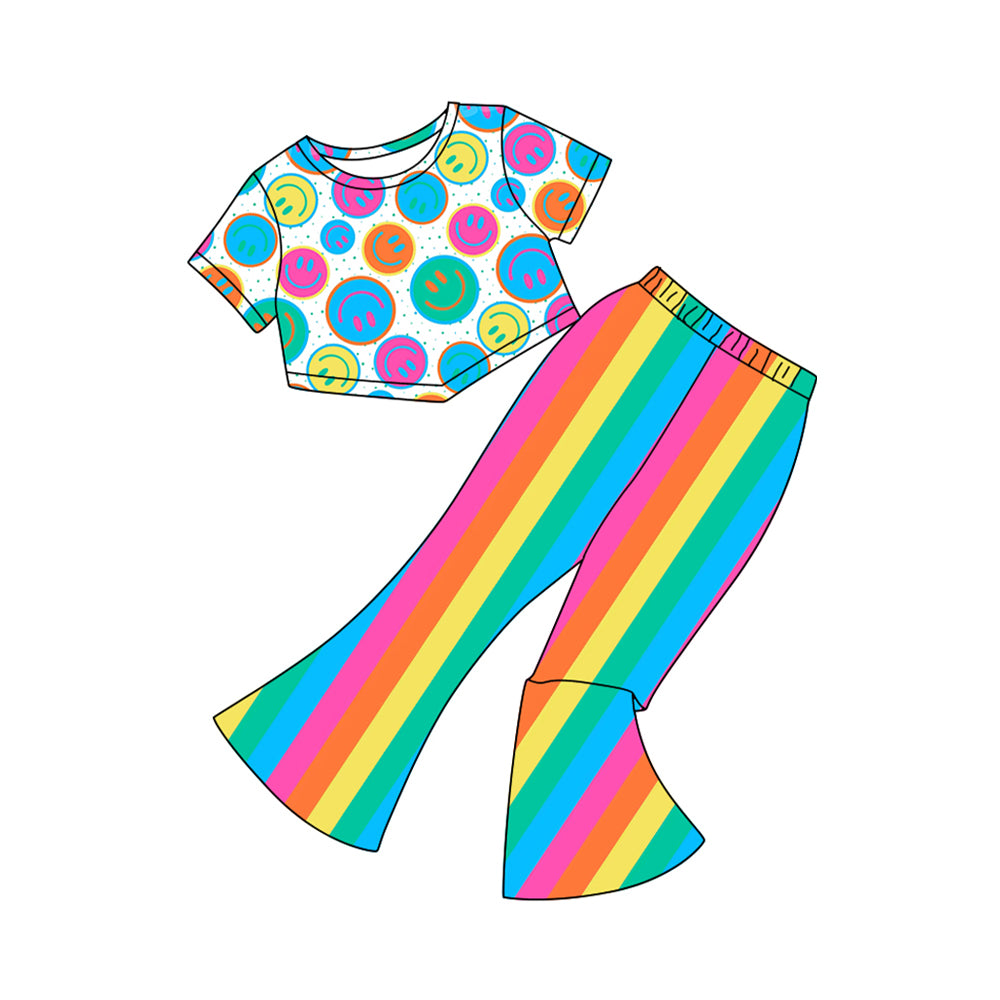 Smile face shirt matching bell bottoms outfit preorder