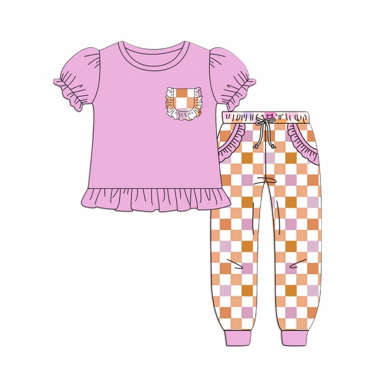 Hot sale baby girls checkered design clothes preorder