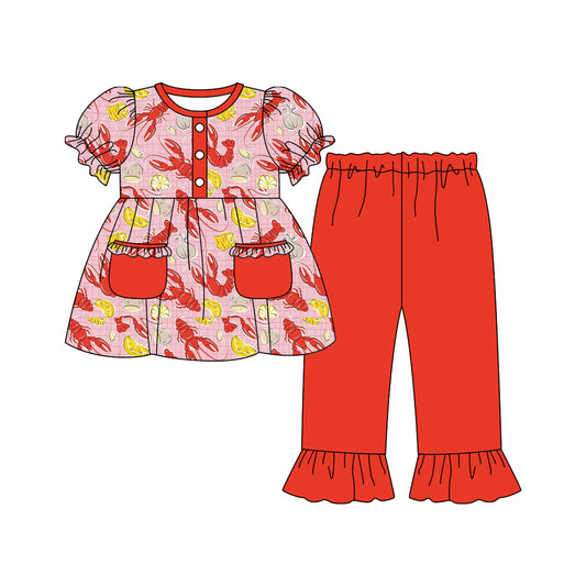 Crawfish corns girls short sleeve top matching pants outfit preorder
