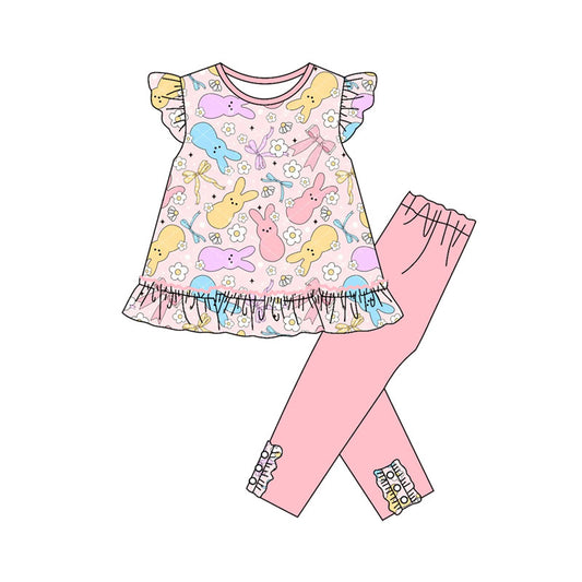 Easter bunny floral short sleeve top matching pants outfit preorder
