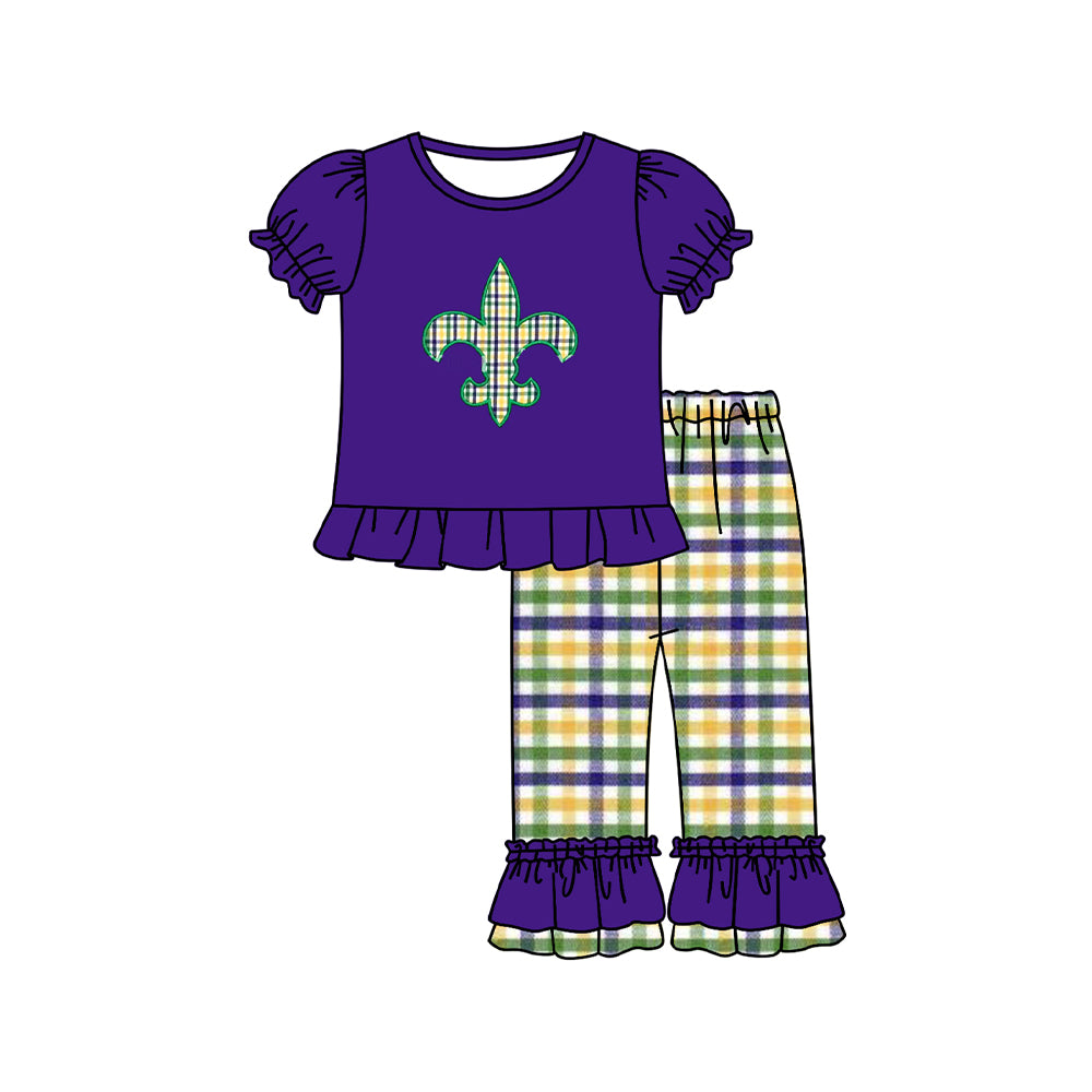 Mardi Gras girls short sleeve holiday outfit preorder