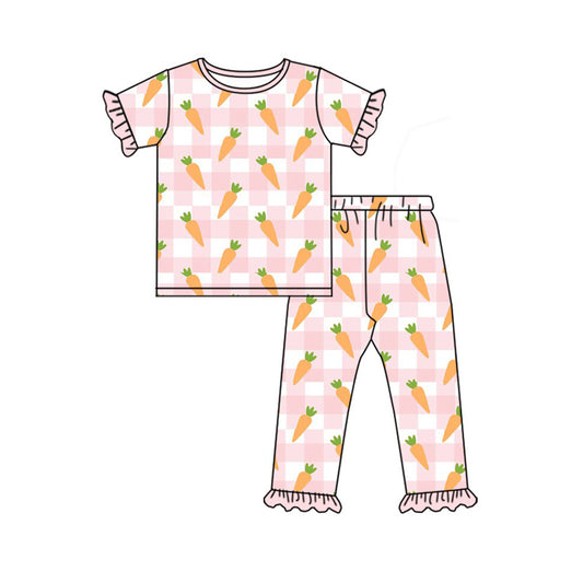 Easter carrot print girls short sleeve outfit preorder