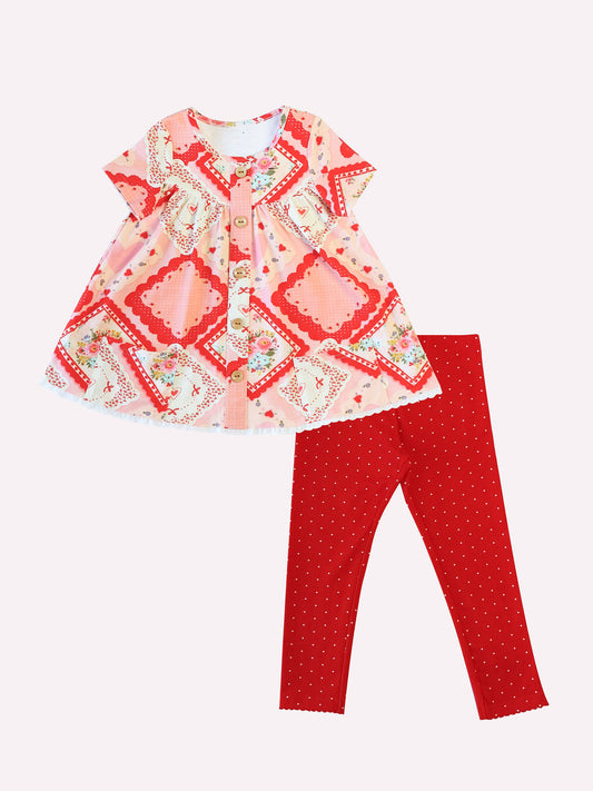 Floral shirt matching dot pants girls outfit preorder
