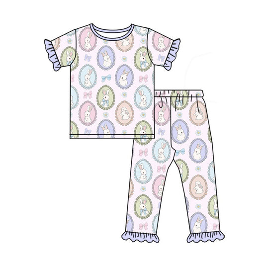 Easter bunny design girls holiday outfit preorder