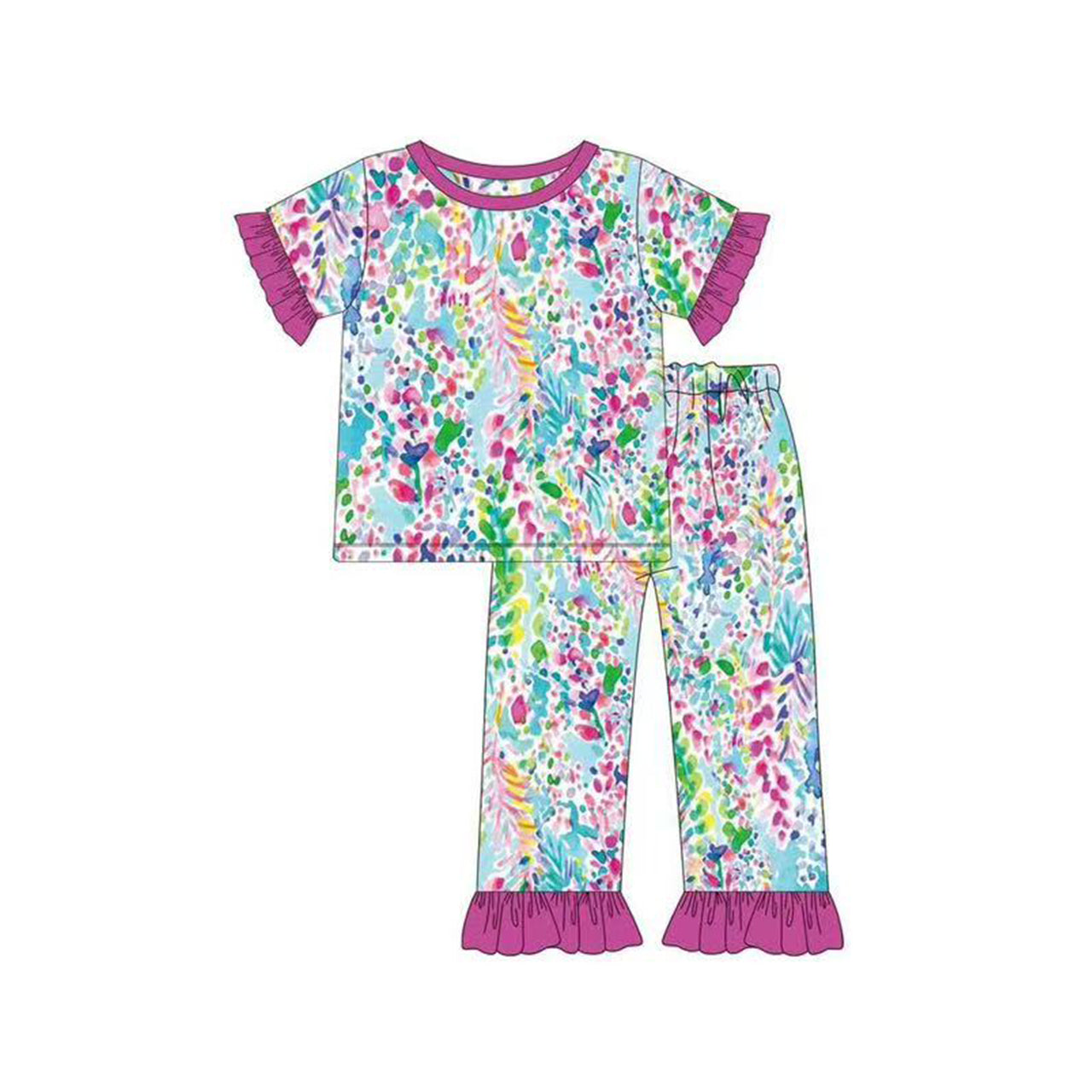 Sea glass design girls short sleeve outfit preorder