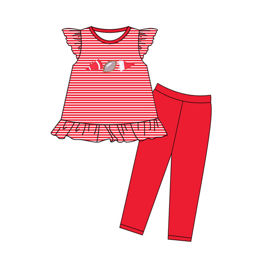 Girls red stripes football top matching pants outfit preorder
