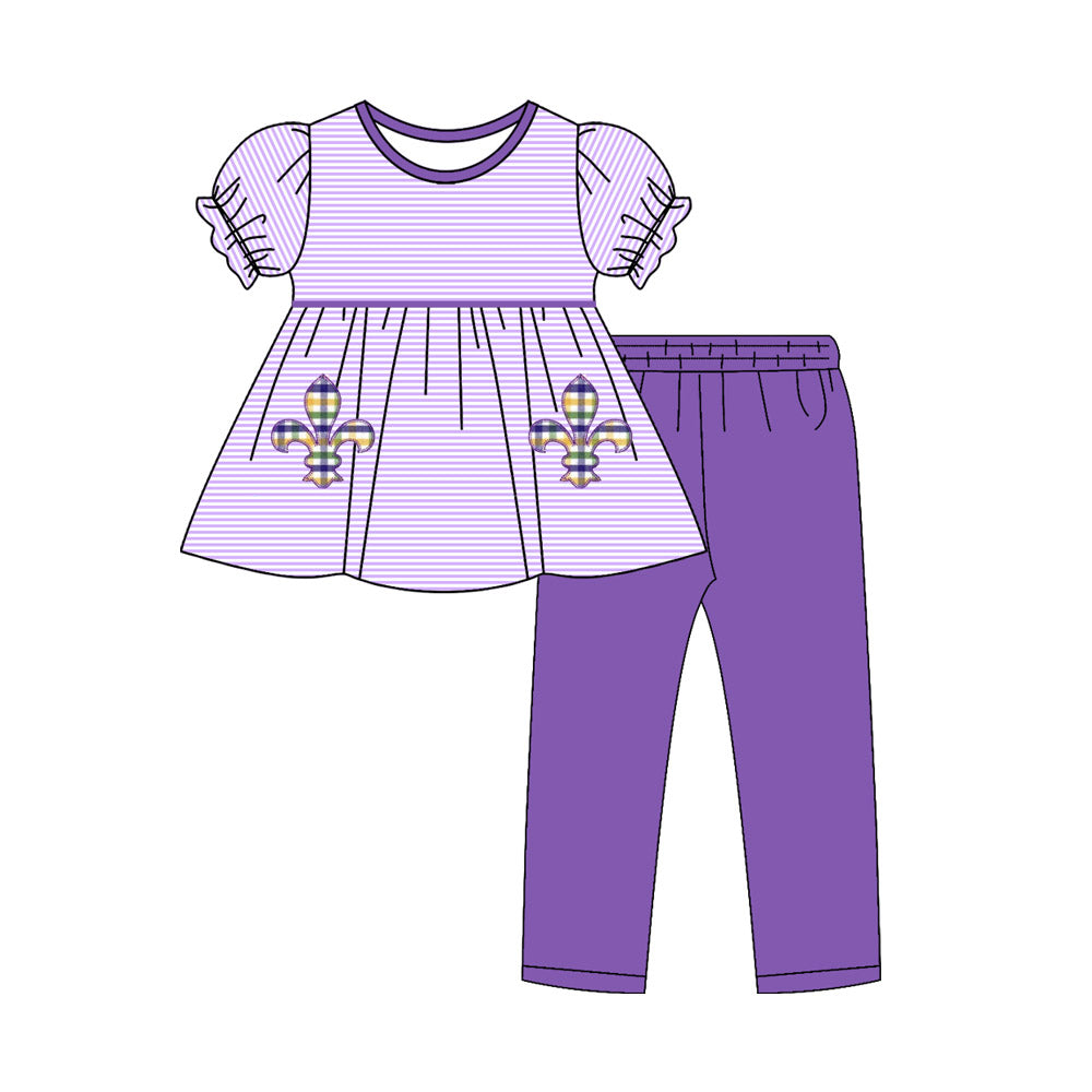 Girls mardi gras top matching pants outfit preorder