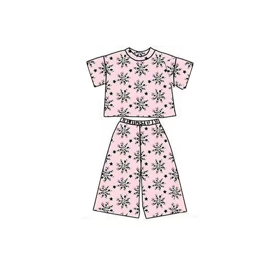 Flowers print short sleeve top matching pants baby girl outfit preorder