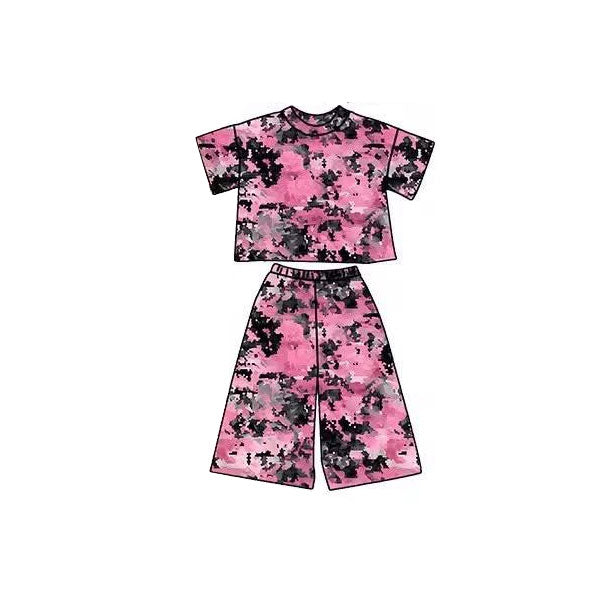 Tie dye short sleeve top matching pants baby girl outfit preorder