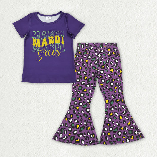 Toddle girls mardi gras shirt matching jeans bell bottoms clothes