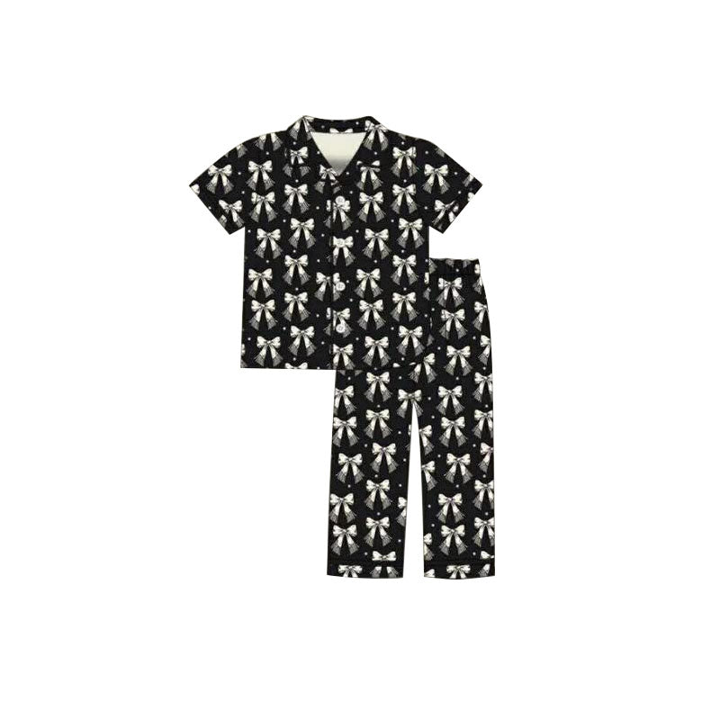 Adult women white bow long sleeve pajama set preorder