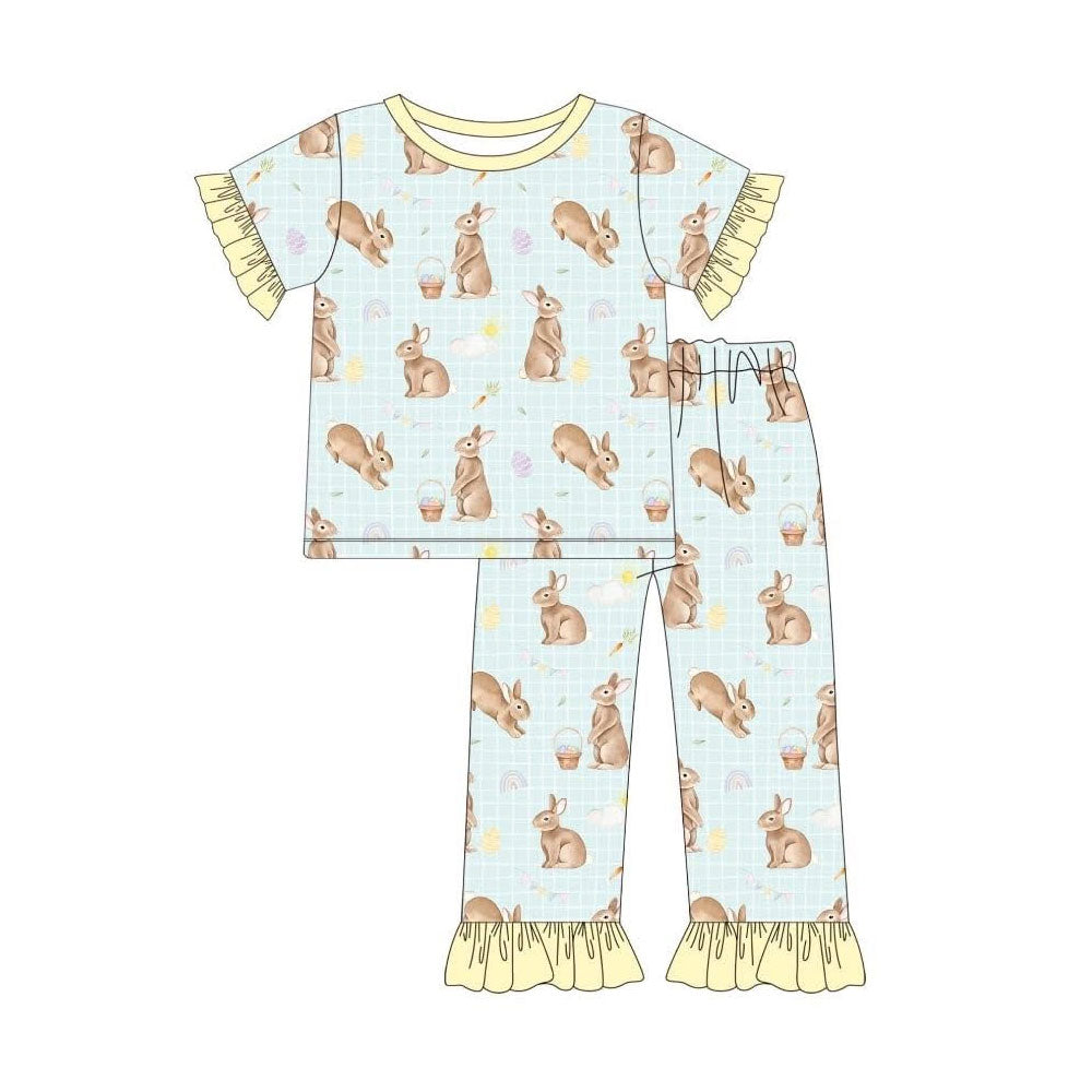 Easter eggs top matching pants kids girls short sleeve outfit preorder