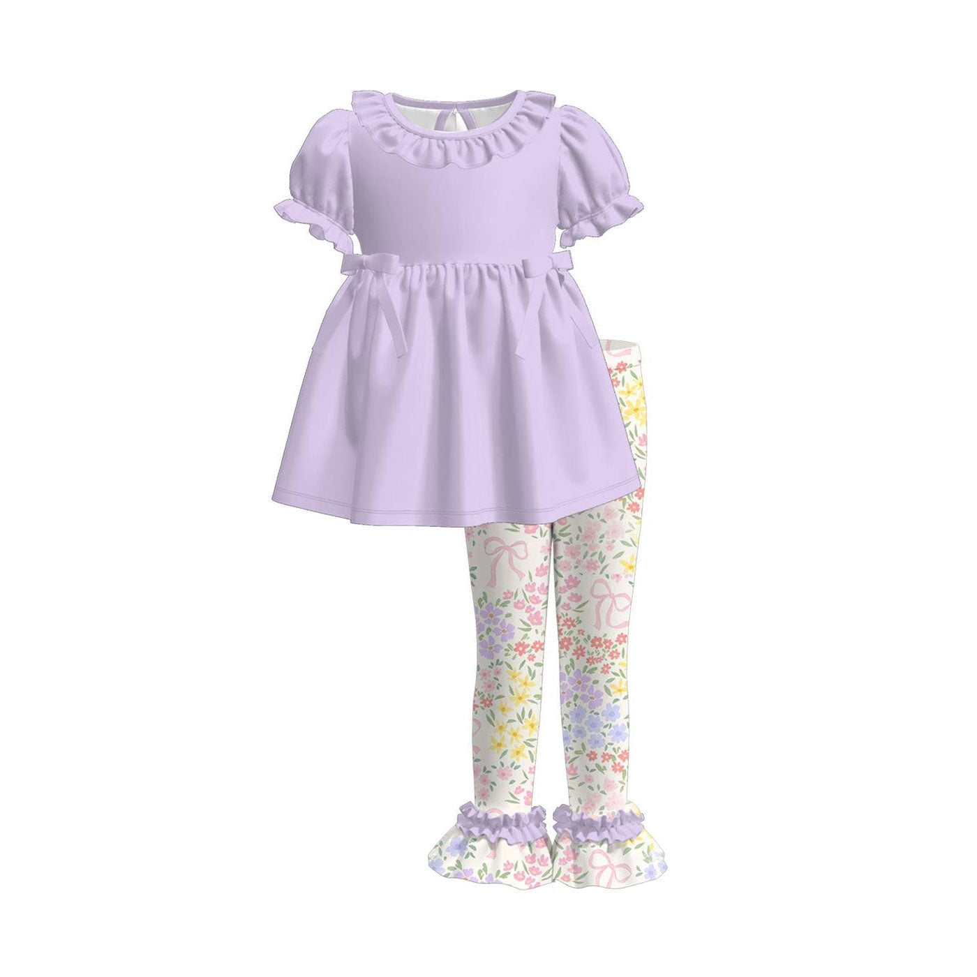 Lavender short sleeve top matching pants kids outfit preorder