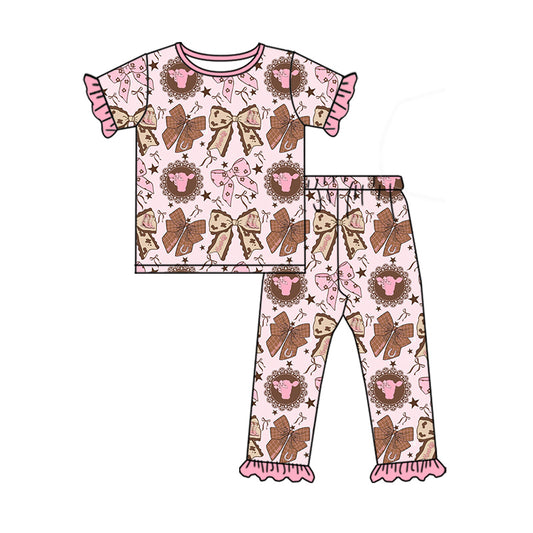 Cow print design kids short sleeve pajama set preorder