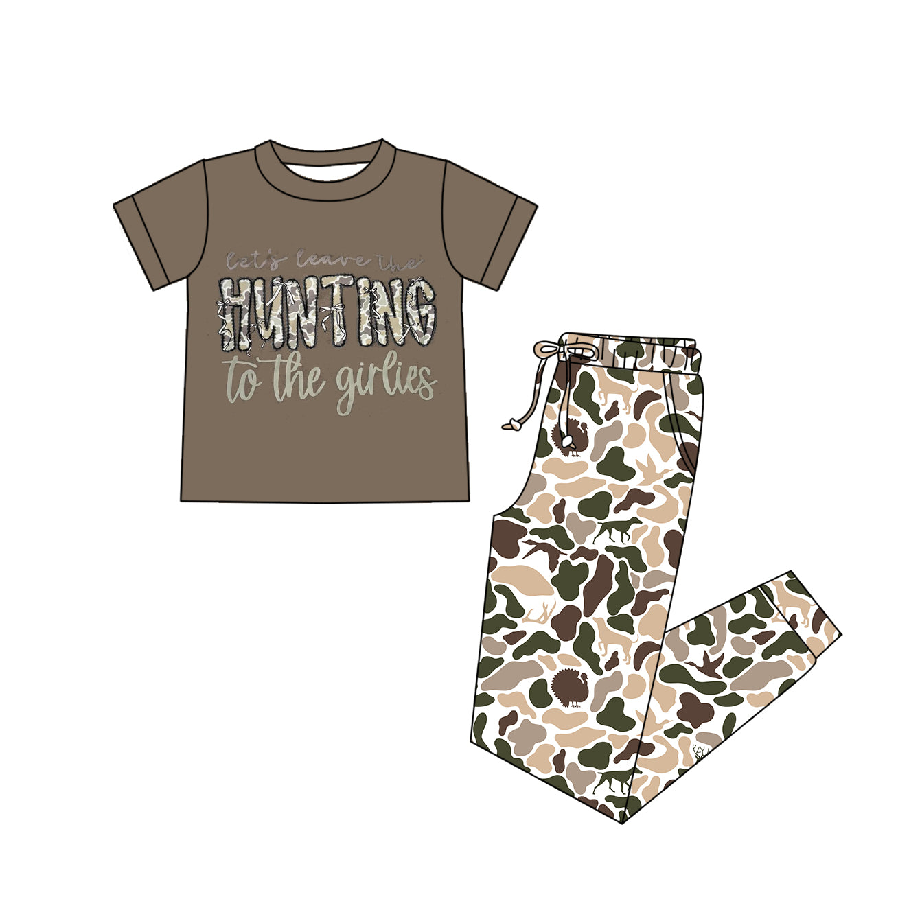 Adult Women camo top pants short sleeve outfit preorder