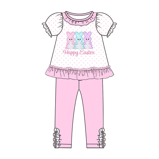 Easter bunny design kids girls short sleeve outfit preorder