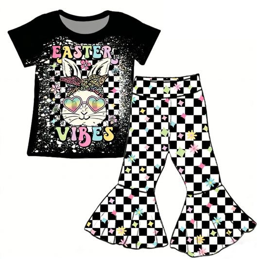 Easter bunny design kids girls short sleeve outfit preorder