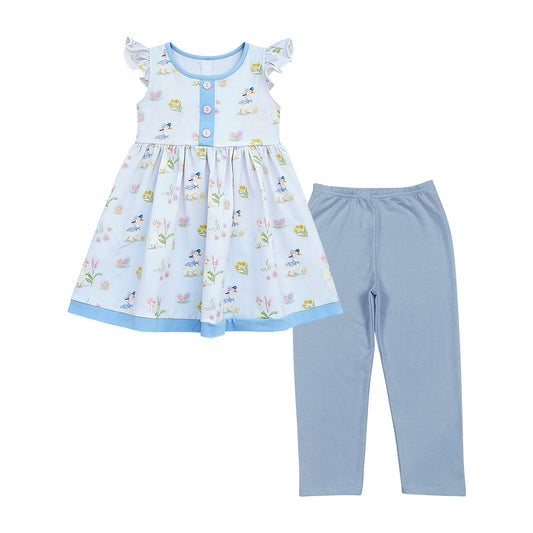 Goose design kids girls short sleeve outfit preorder