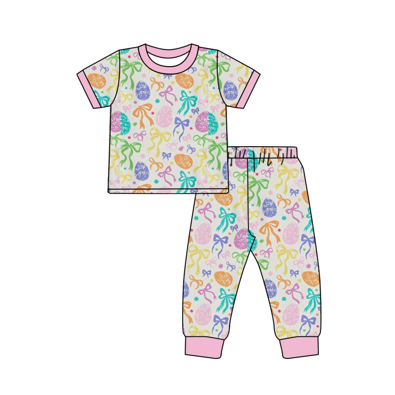 Easter egg colorful bow top matching pants boy outfit preorder