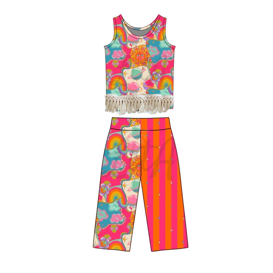 Flowers top matching pants girls summer outfit preorder