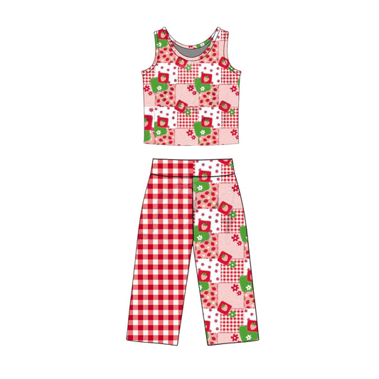 Strawberry top matching pants girls summer outfit preorder