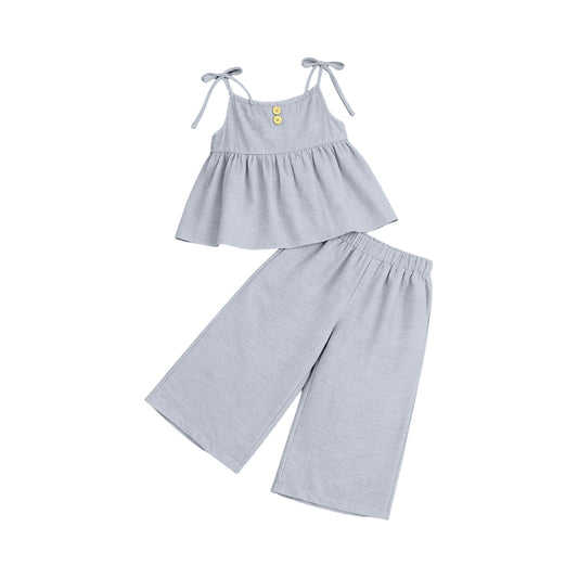 Grey tank top matching pants girls summer outfit preorder