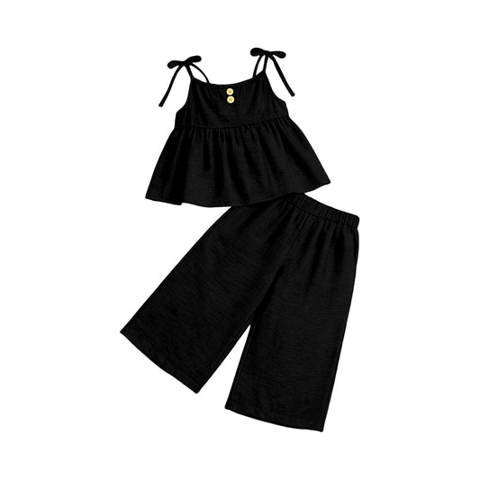Black tank top matching pants girls summer outfit preorder
